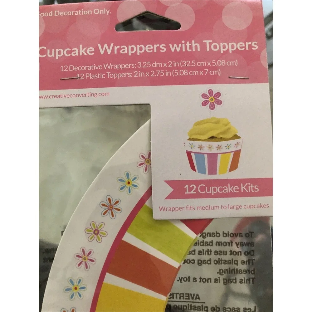 12 ct‎ Spring flowers Decorations Party Cupcake Wrappers + picks birthday easter